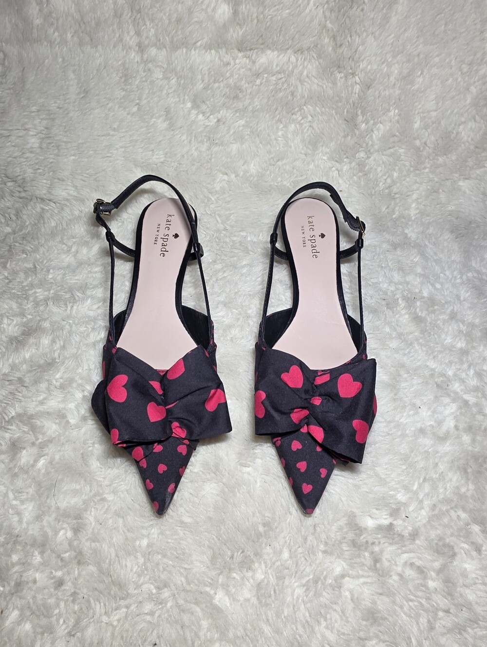 Kate Spade Daxton Heart Bow Pointed Toe Kitten Heel Slingback Pumps 7.5 M - Picture 7 of 13